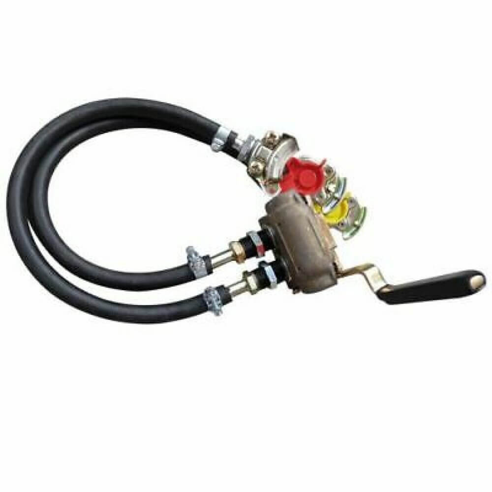 Duo matic (female) adapter with hoses, duomatic with valve, air hose couplings open